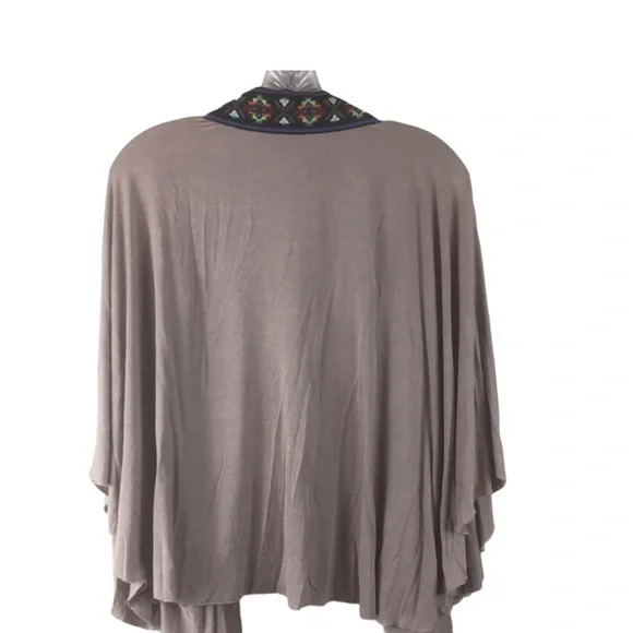 POL kimono sleeve open tan Aztec print open front cardigan western boho size M - Picture 2 of 8